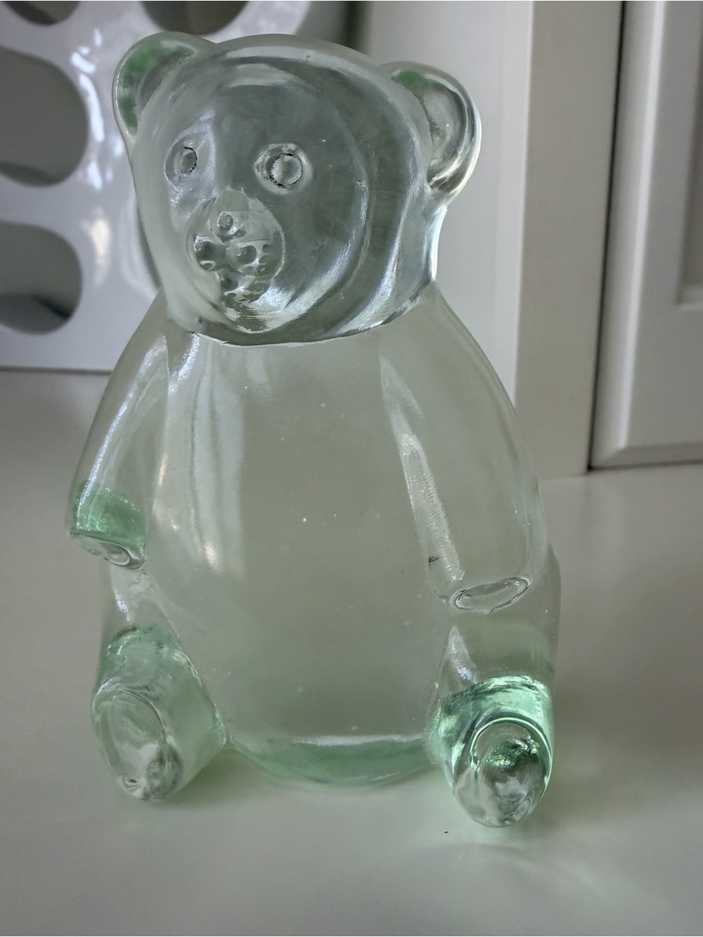 Vintage Teddy Bear Glass Clear Heavy Paper weight Decorative Home Decor - Picture 2 of 8